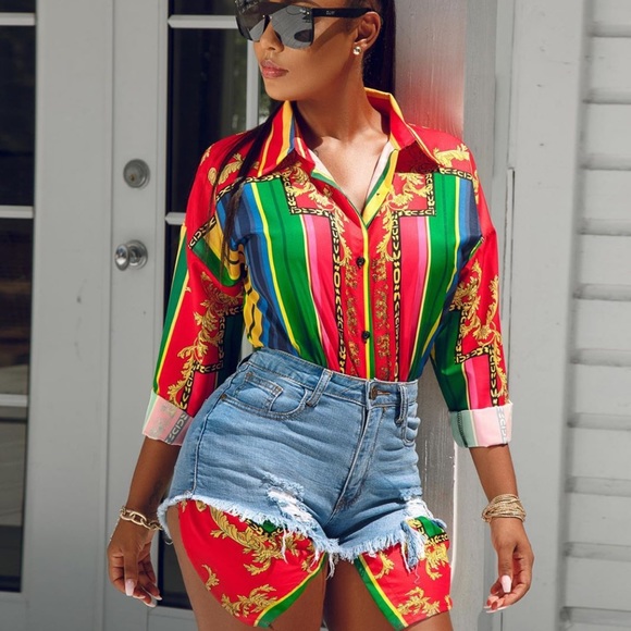 Long Sleeve Oversized Red Loose Tunic Shirt Dress - Picture 6 of 8